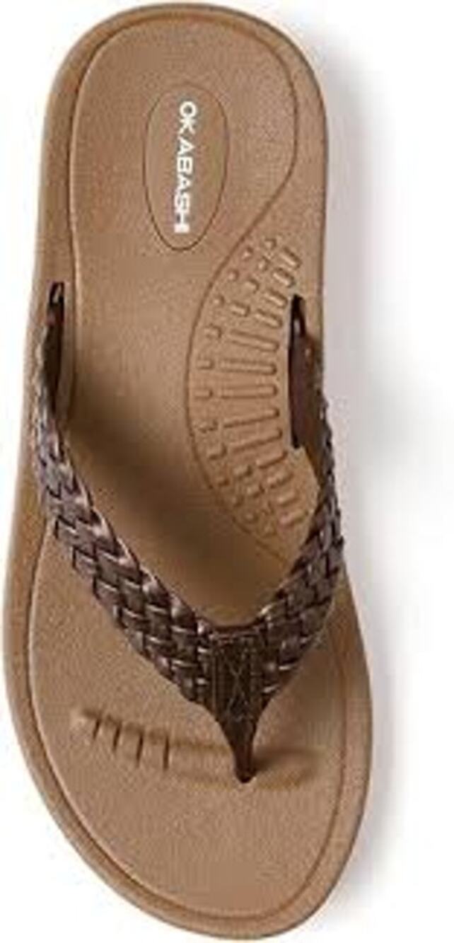 Okabashi Baha Flip Flops Brown Woven Comfort Sandals Women's M/L